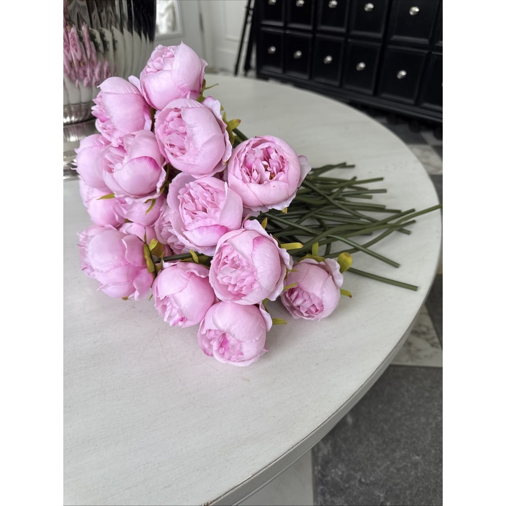 Rose Pink Peony Artificial Flowers Silk Bouquet 35 Heads - Faux Flowers - Picture 4 of 6